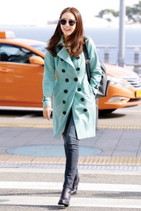 Choi Ji Woo wearing a Burberry cashmere trench coat in the S