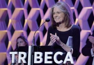 NEW YORK, NY - APRIL 23:  Gloria Steinem speaks at the Tribeca Film Festival Awards Night at Spring Studios on April 23, 2015 in New York City.  (Photo by John Lamparski/WireImage)