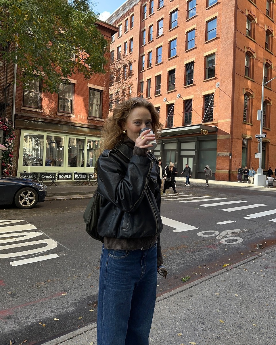 lether outwear, 2025 lether ootd, 2025 f/w lether outfit, 레더 코디, 레더 블루종, 레더 재킷