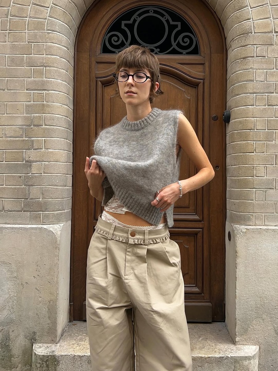 여자 가을 니트 스타일, knitted vests for women