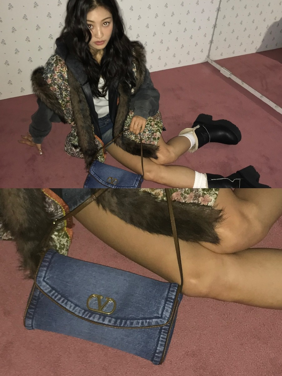 데님백 퍼코트 지효