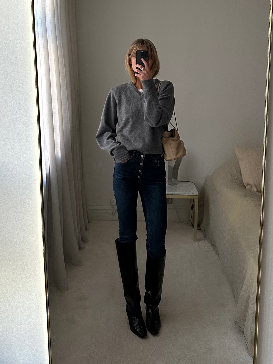 long boots ootd, classic boots outfit, boots