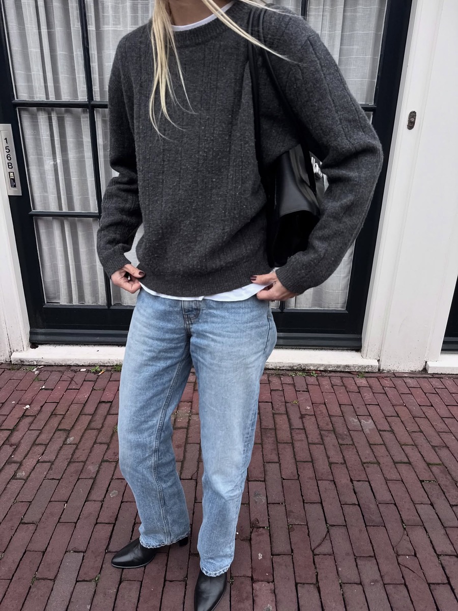 그레이 니트, 그레이 코어, Grey Knit Outfit, Grey knit ootd, grey knit