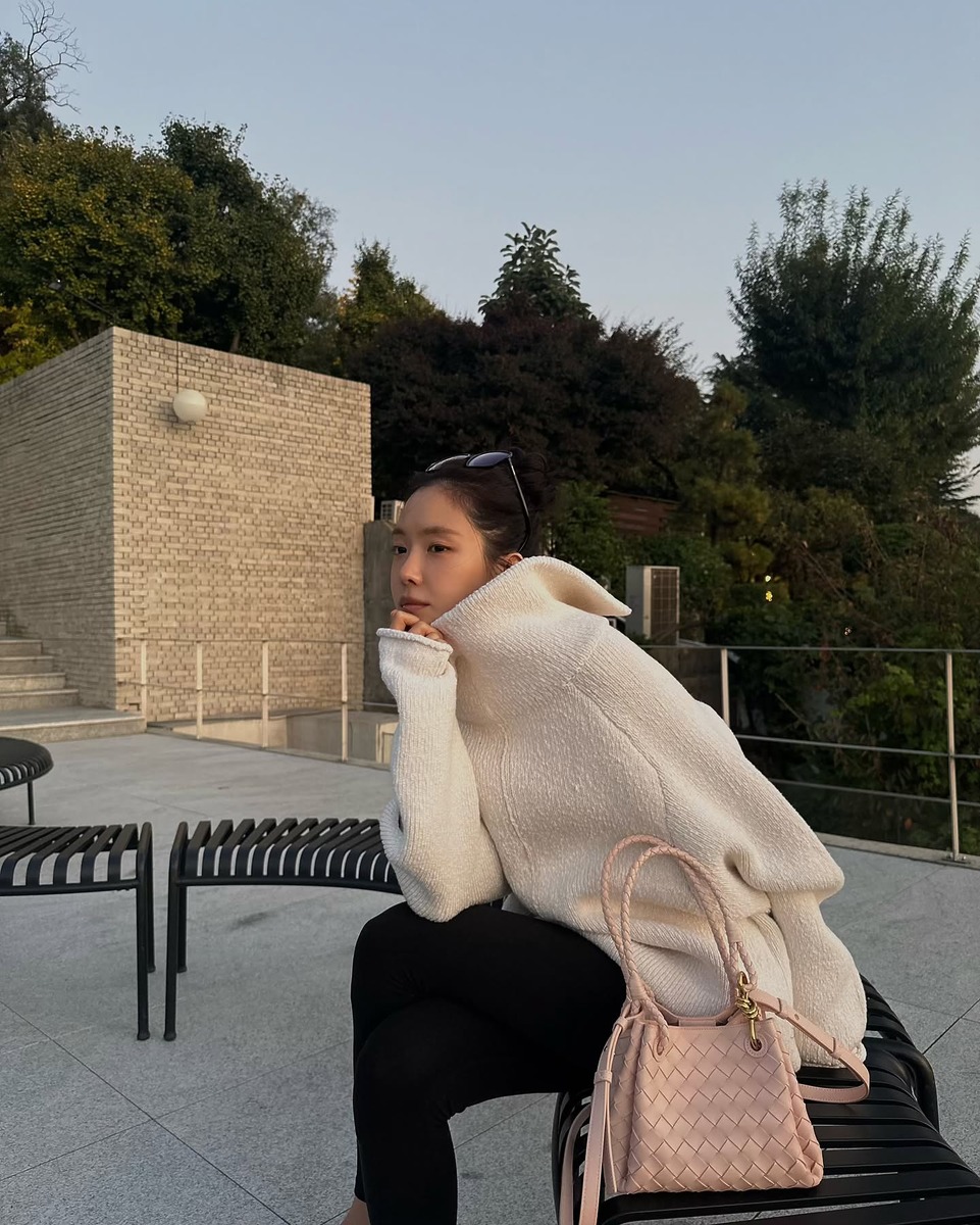 손나은 보테가베네타 핑크가방