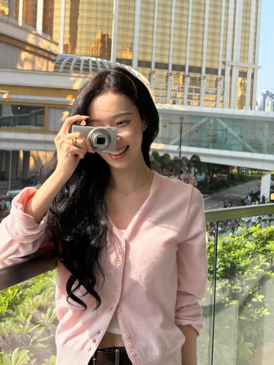 윈터 카디건 핑크